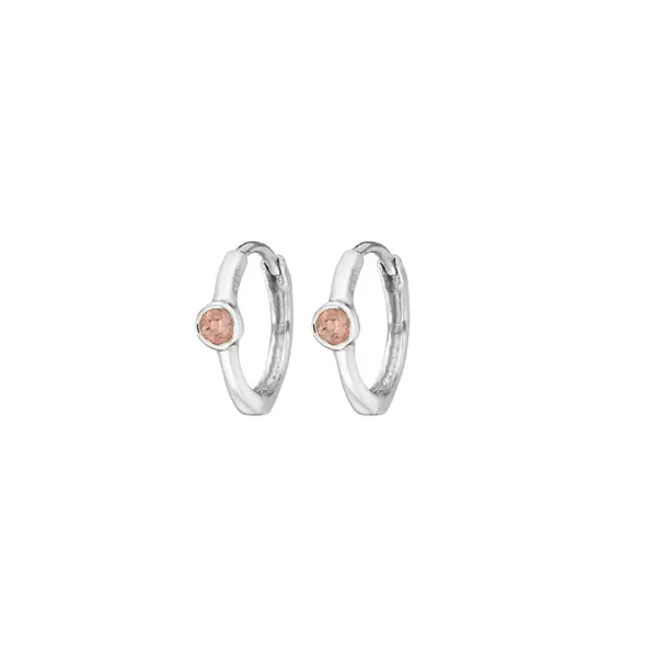 Leaf Jewelry Creole One Gem, Rosenquarz, 925 Sterlingsilber Meist gekauft