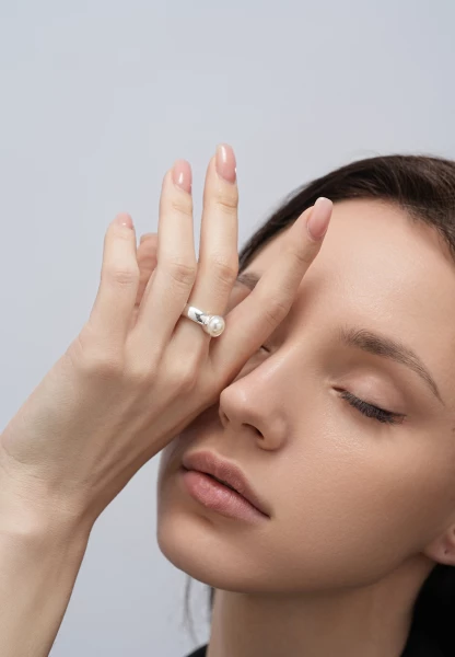 Leslii Ring silber Perle Große Rabatte