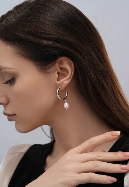 Leslii Creolen Pearls Silber Große Rabatte