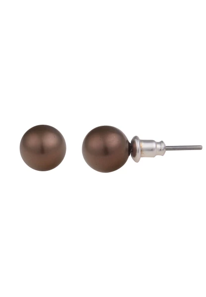 Leslii Damen-Ohrringe Daniela braune Perlen-Ohrringe Ohrstecker Modeschmuck Braun