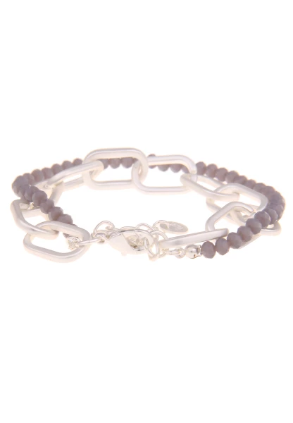 Leslii Armband Glieder Glasperlen in Silber Grau Cyber Monday