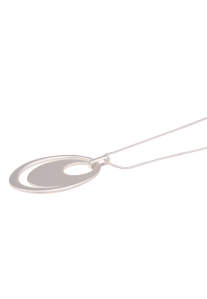 Leslii Lange Kette Oval-Anhänger Matt Silber Bis zu 60% Rabatt