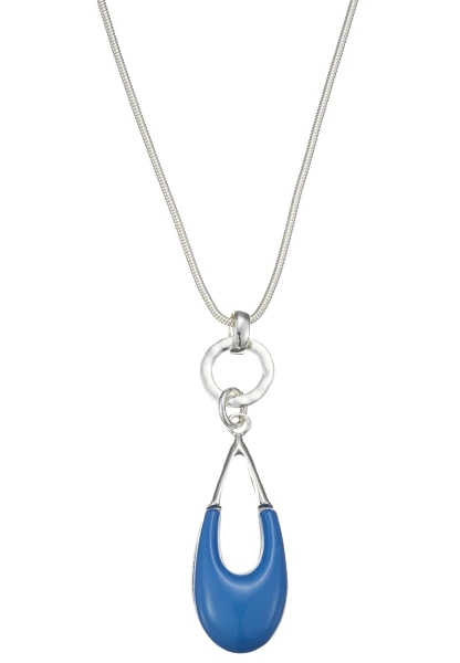 Leslii Lange Halskette Tropfen Silber Blau Kostenloser Versand international