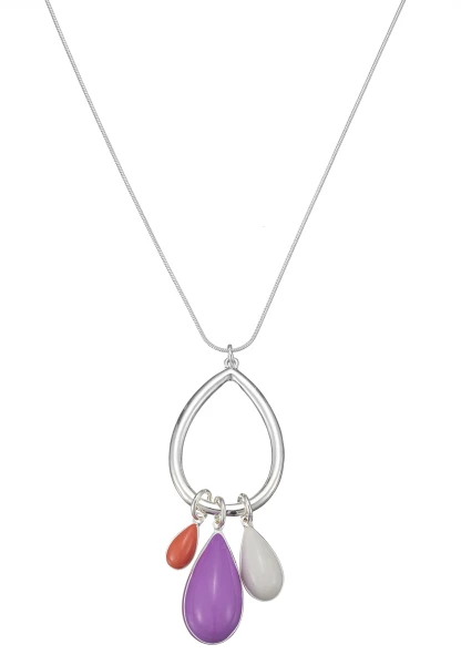 Leslii Lange Kette Tropfen in Silber Lila Black Friday Preise