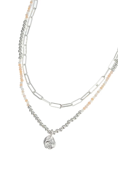 Leslii Kurze Kette Layering Glasperlen Beige Auslauf