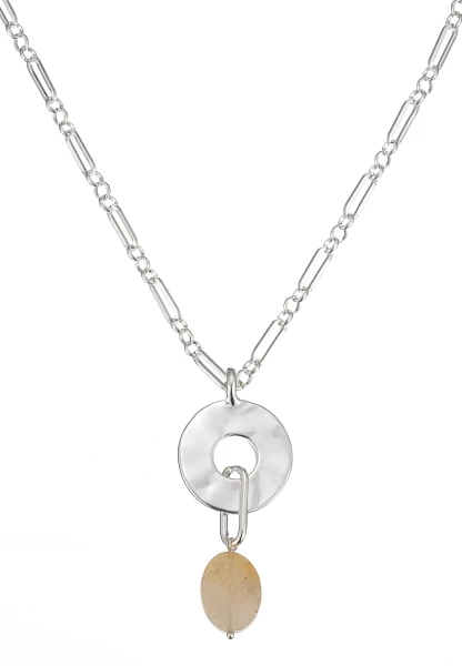 Leslii Lange Halskette Stone Silber Braun Schlussverkauf