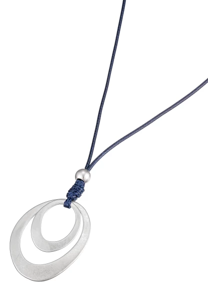 Leslii Lange Halskette Matt Oval in Blau Günstiger Verkauf
