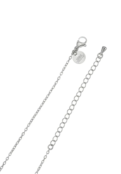 Leslii Lange Kette Oval Stein Edelstahl Silber Blitzverkäufe