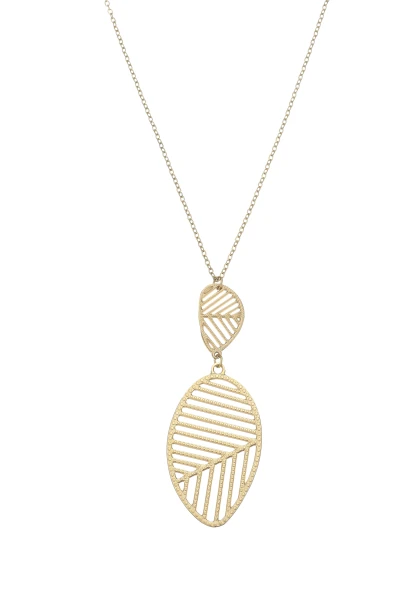 Leslii Lange Kette Blatt Edelstahl Gold Fabrik Onlineshop