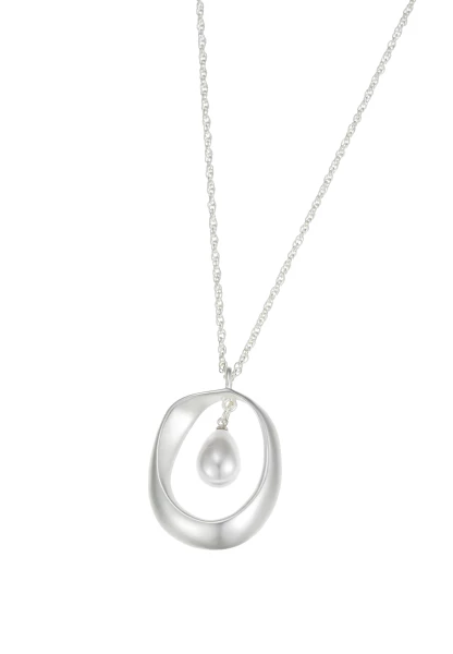 Leslii Lange Halskette Perlen Oval in Silber Flash Sale
