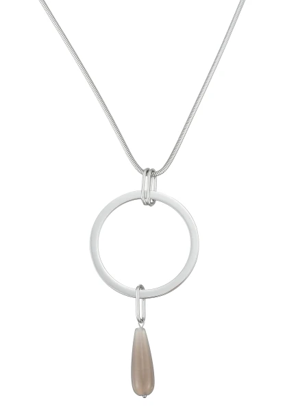 Leslii Lange Kette Ring Tropfen Edelstahl Silber Preisnachlass