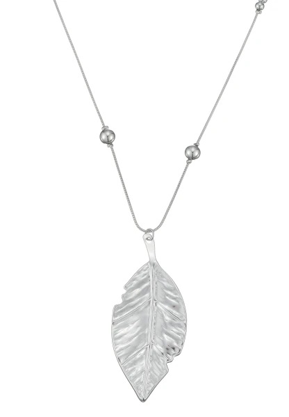 Leslii Lange Kette Blatt Edelstahl Silber Saisonschlussverkauf