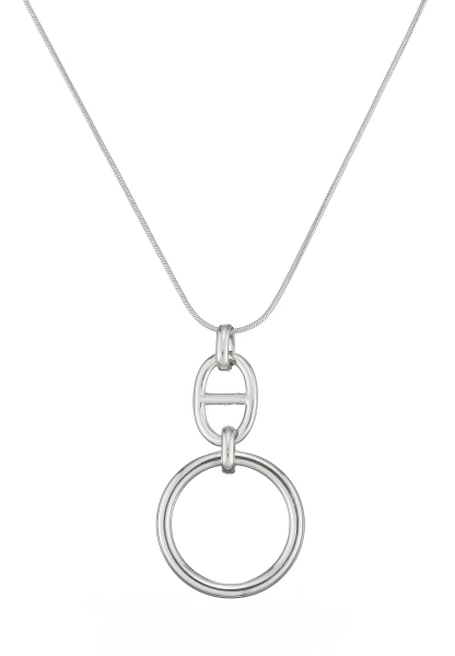 Leslii Lange Kette Ring Oval Edelstahl Silber Black Friday