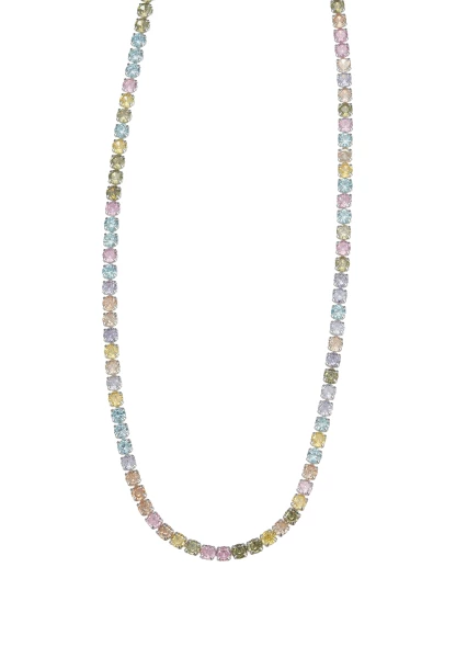 Leslii kurze Halskette Stainless Kristall versilbert Rainbow Top Angebot