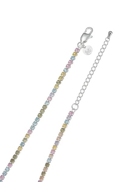 Leslii kurze Halskette Stainless Kristall versilbert Rainbow Top Angebot