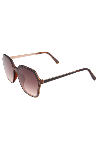 Leslii Sonnenbrille Damen Kanten-Look Horn-Optik braune Designerbrille Sunglasses Kunststoff Braun Letzter Tag