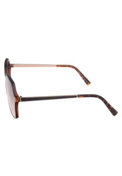 Leslii Sonnenbrille Damen Kanten-Look Horn-Optik braune Designerbrille Sunglasses Kunststoff Braun Letzter Tag