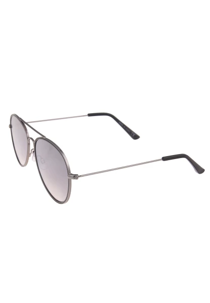 Leslii Sonnenbrille Damen Piloten-Brille Doppelsteg Designerbrille Sunglasses Metall Schwarz Silber Fabrikladen