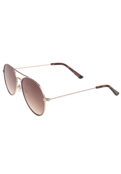 Leslii Sonnenbrille Damen Piloten-Brille Doppelsteg Designerbrille Sunglasses Metall Gold Braun Begrenzt auf 3 Tage