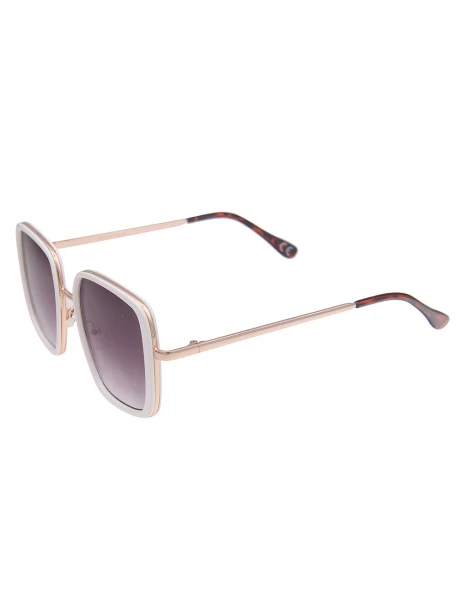 Leslii Sonnenbrille Square Look Eckig Damen Sunglasses Designerbrille in Weiß Gold Angebote