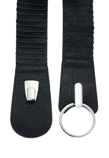 Leslii breiter Stretch-Gürtel Ringschließe | Schwarz Fabrikverkauf