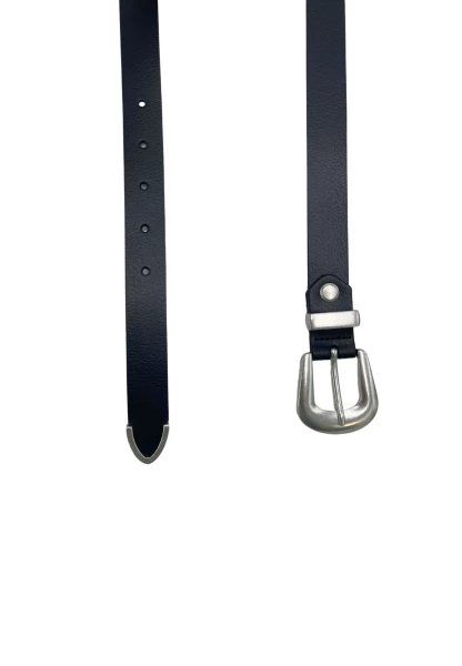 Leslii echter Ledergürtel mit Metallspitze schwarz Sonderangebot