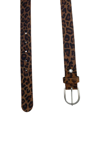-50% SALE! Leslii Gürtel Leo Look 3cm echter Ledergürtel Braun Saisonschlussverkauf