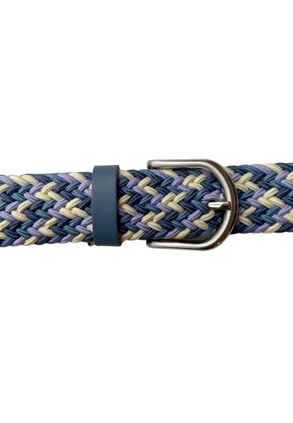 -50% SALE! Leslii Flechtgürtel Stretch mit Leder Applikation in Blau Creme Cyber Monday