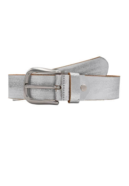 Leslii Gürtel echter Ledergürtel Used Look Metallic silberner Gürtel Leder silber Große Rabatte