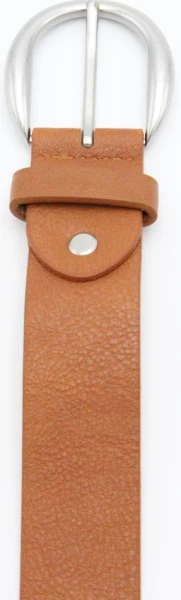 Leslii Damen-Gürtel Basic Uni einfarbig brauner Gürtel Breite 3,5cm Dornschließe Silber Cognac Bestseller