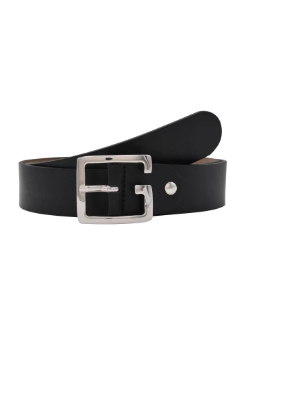 Leslii Premium Gürtel echter Leder-Gürtel Breite 4cm Kalbs-Nappaleder Narbung Schwarz Silber Tägliche Deals