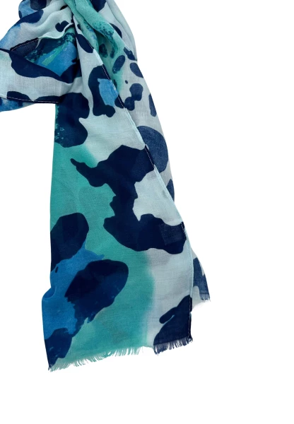 Leslii Schal Leo Look in Blau Türkis im Angebot