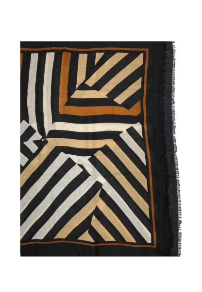 Leslii Schal Streifen-Muster Beige Schwarz Meist gekauft