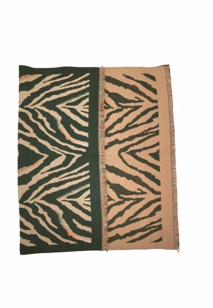 Leslii Schal mit Zebra-Muster Oliv Rabatt