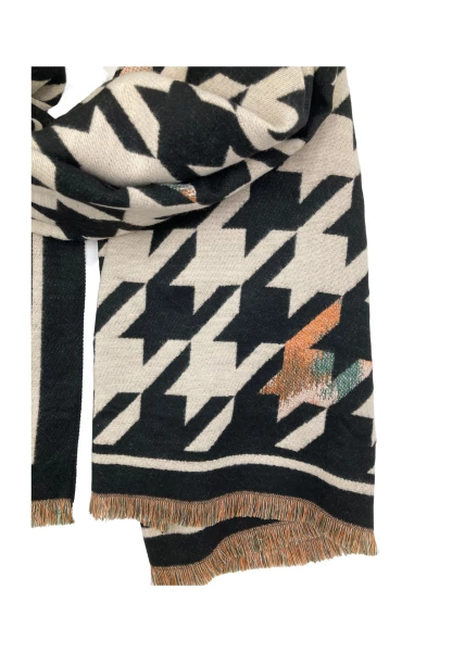 Leslii Schal mit Pepita-Muster Creme Schwarz Großer Ausverkauf