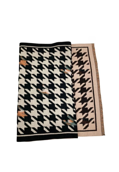 Leslii Schal mit Pepita-Muster Creme Schwarz Großer Ausverkauf