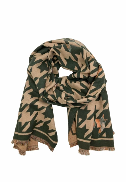 Leslii Schal mit Pepita-Muster Oliv Beige