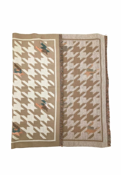 Leslii Schal mit Pepita-Muster Creme Beige Begrenztes Angebot