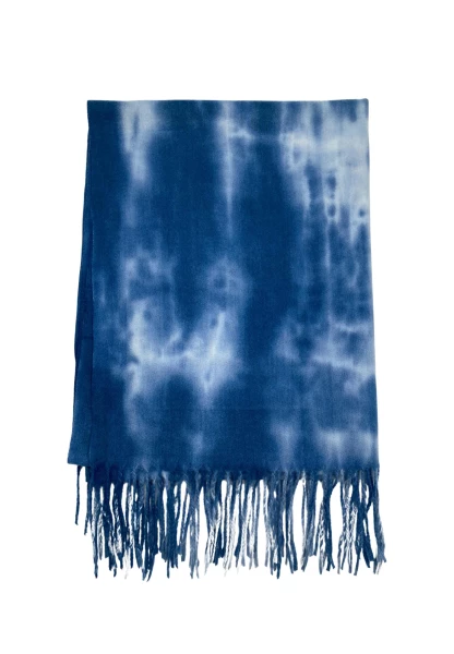 Leslii Schal Fransen Batik Blau Cyber Monday