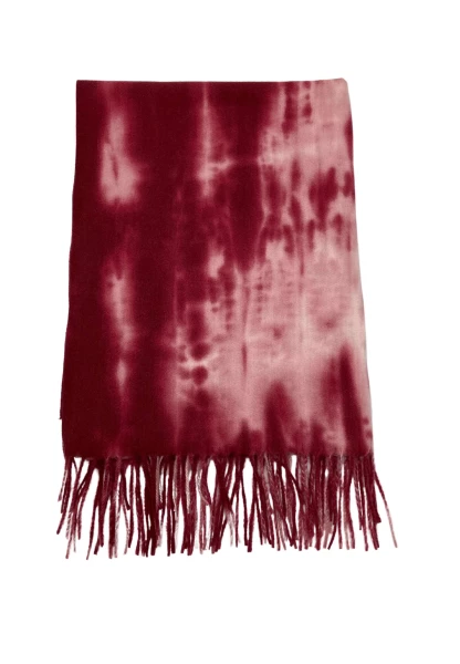 Leslii Schal Fransen Batik Dunkelrot Rosa Weihnachtsangebot