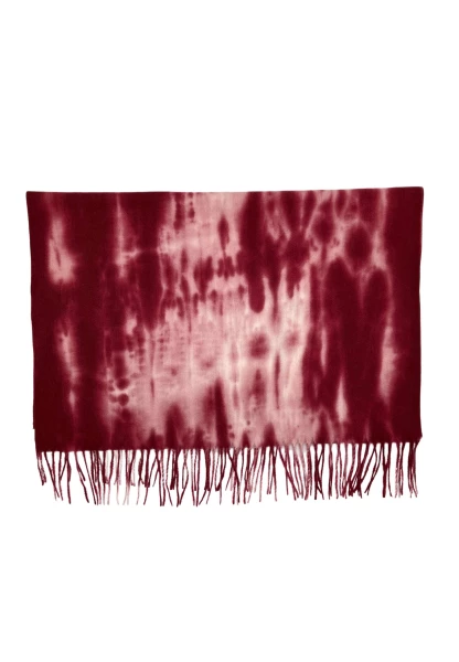 Leslii Schal Fransen Batik Dunkelrot Rosa Weihnachtsangebot