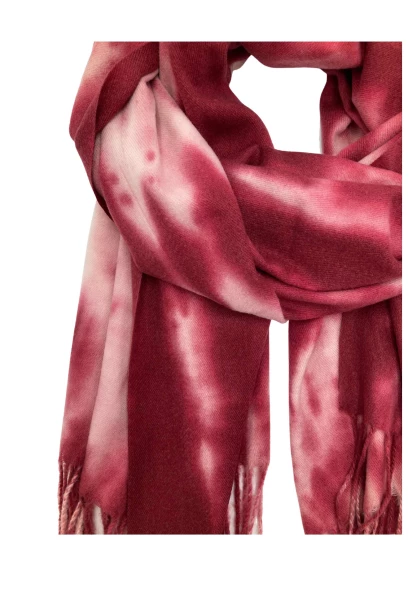Leslii Schal Fransen Batik Dunkelrot Rosa Weihnachtsangebot