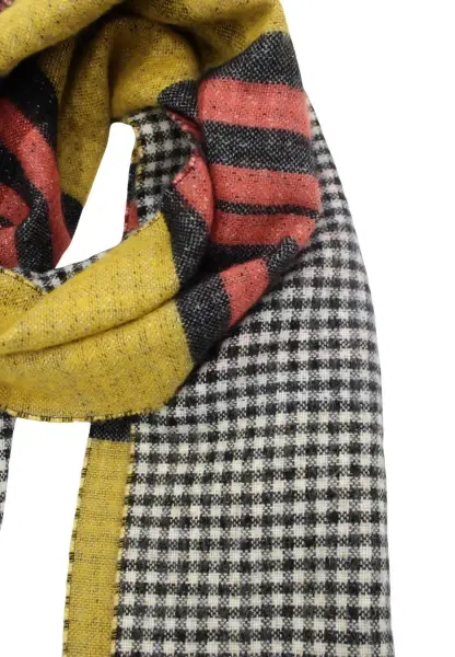 -50% SALE Leslii Schal Muster-Mix gemusterter Streifen-Muster Fransen-Schal kariert in Orange Bis zu 50% Rabatt