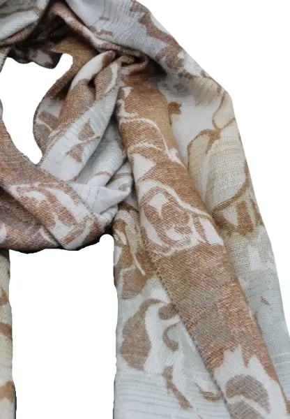-50% SALE Leslii Schal Blumen-Muster Rosen gemusterter Fransen-Schal Muster-Schal in Braun Beige Discount Store für neue Produkte