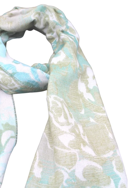-50% SALE Leslii Schal Blumen-Muster Rosen gemusterter Fransen-Schal Muster-Schal in Grün Mint Super Rabatt