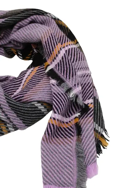 -50% SALE Leslii Schal Streifen-Muster lilafarbener Schal Fransen-Schal gemustert in Lila Schwarz Kostenloser Versand international