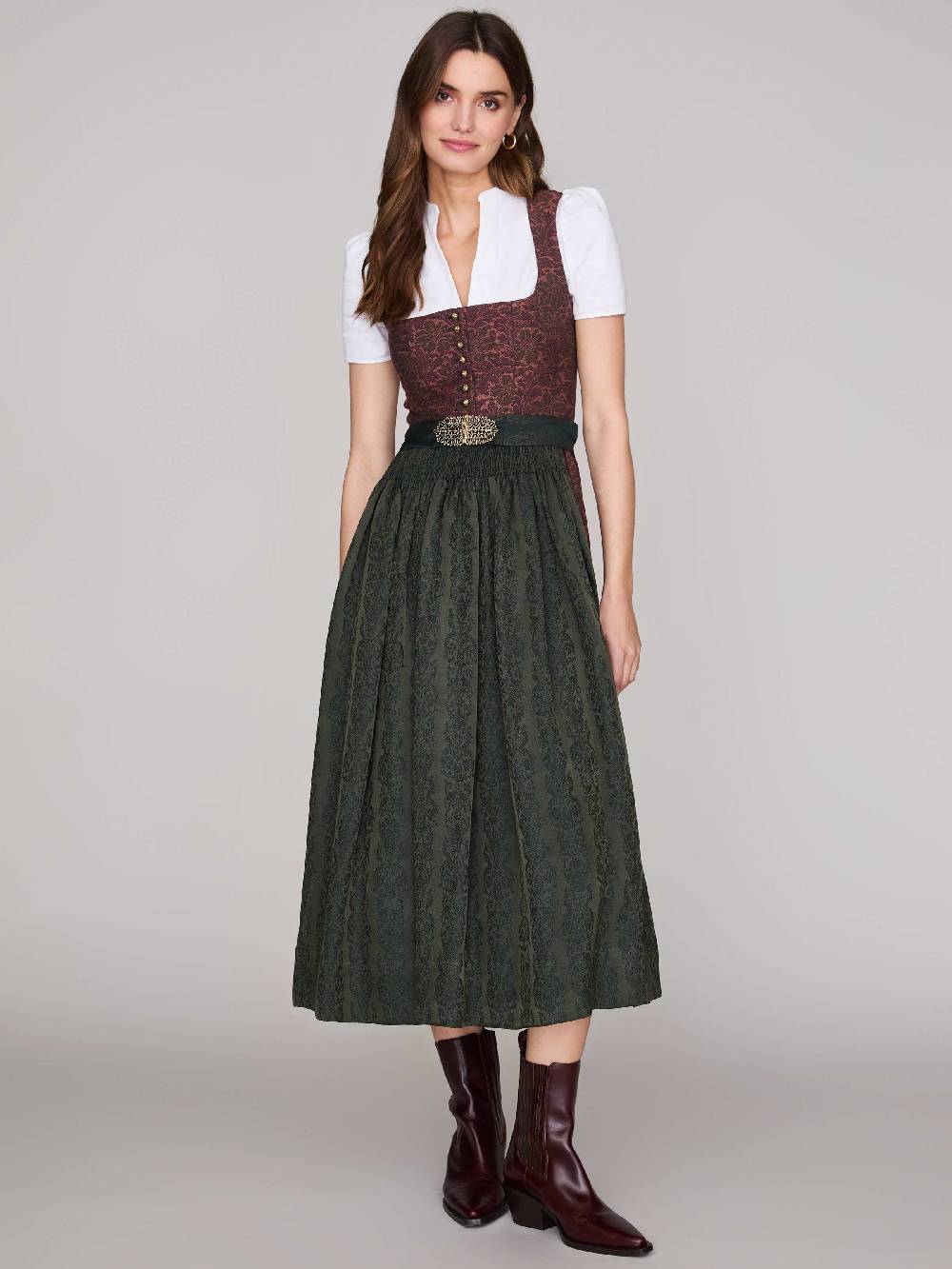 Limberry Dirndl in Korall mit floralem Muster - MONIKA KORALLE Exklusive Angebote