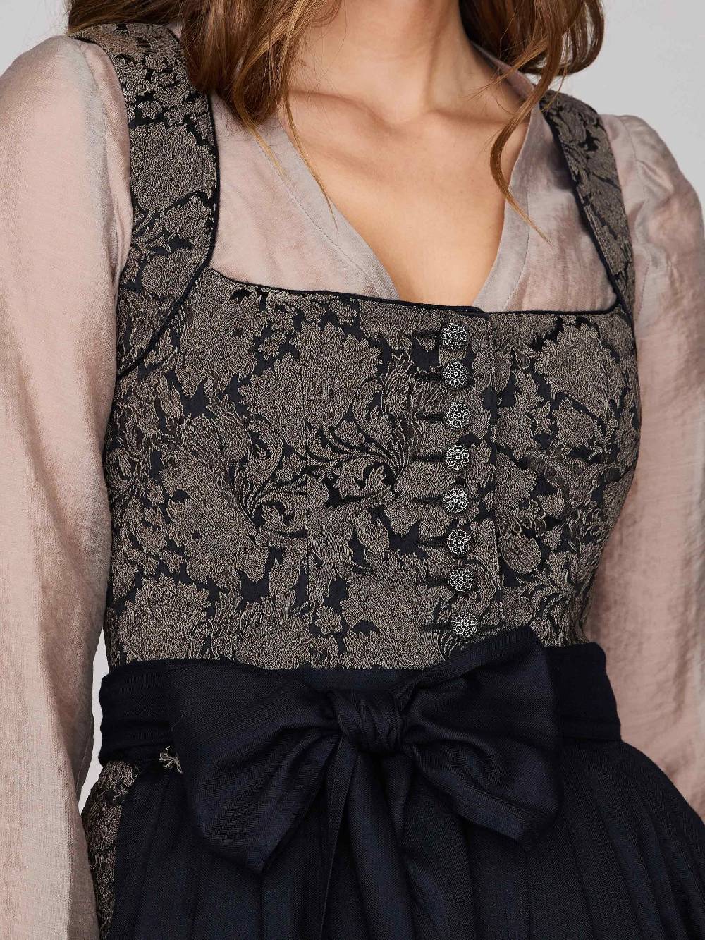 Limberry Schwarz gemustertes Dirndl - HEDI BLACK FOLKLORE Räumungsverkauf