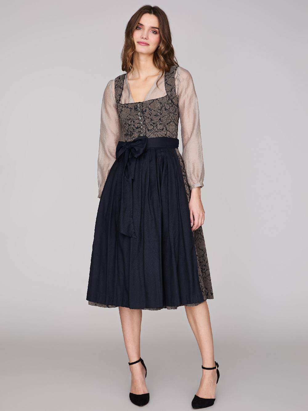 Limberry Schwarz gemustertes Dirndl - HEDI BLACK FOLKLORE Räumungsverkauf