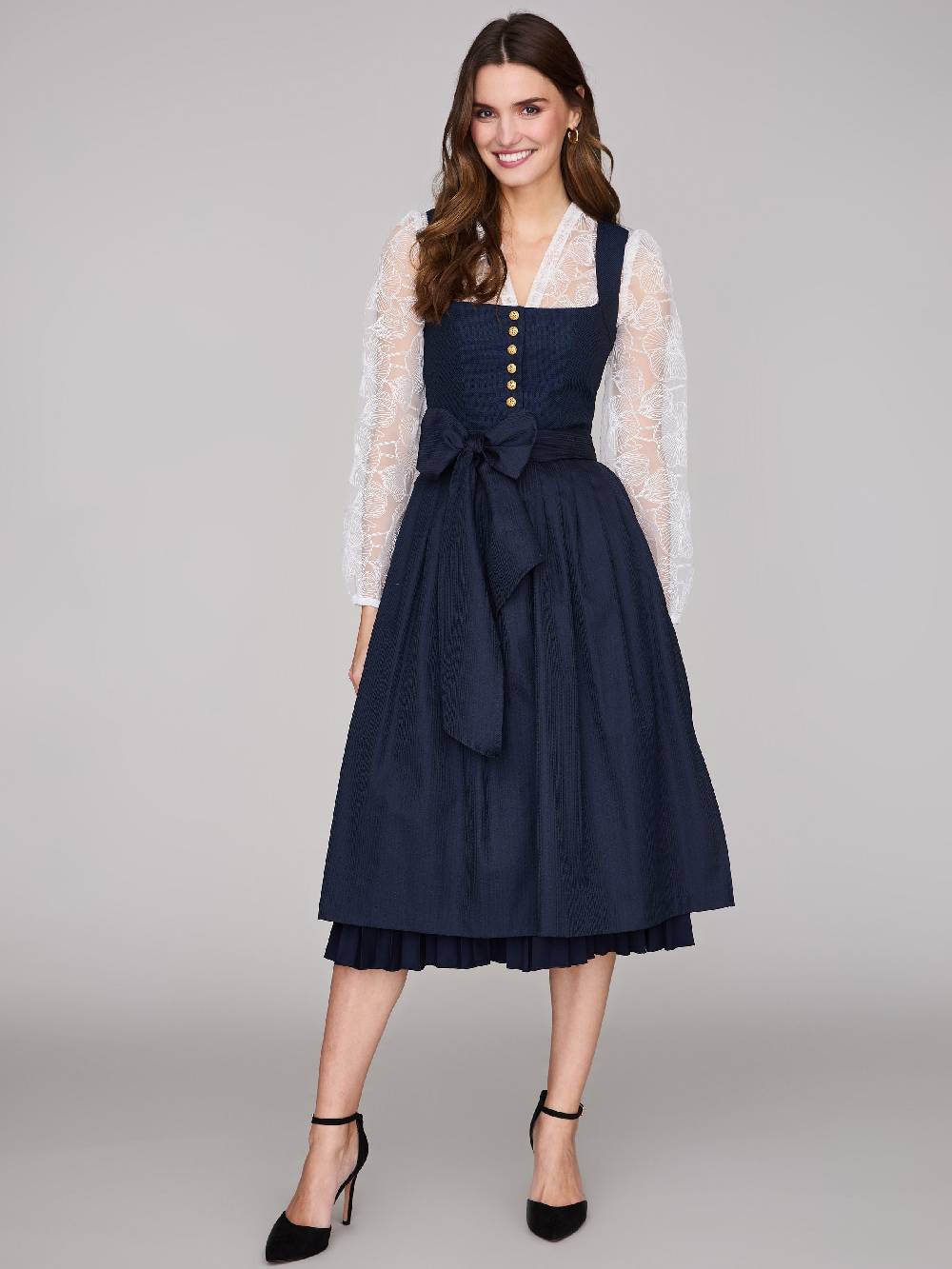 Limberry Royalblaues Dirndl mit plissiertem Rock - HEDI PLISSEE ROYAL BLUE Kauf eins, bekomm eins gratis